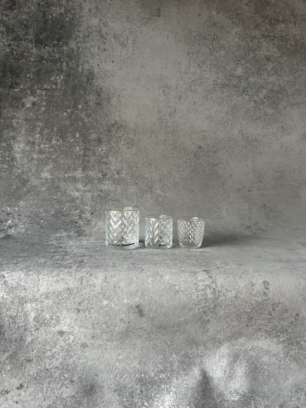 Teelichtglas Mix mit Goldrand